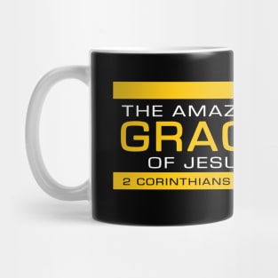 The Amazing Grace of Jesus (from 2 Corinthians 13:14) funny meme white and yellow text Mug